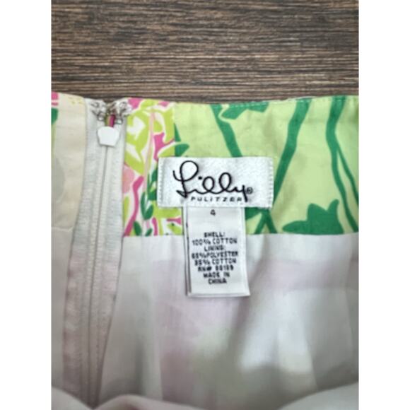 Lilly Pulitzer Womens A-Line Skirt Sz 4 Pink Green Patchwork White Tag Vtg - Picture 3 of 8